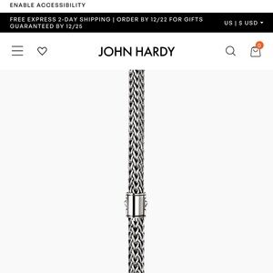 John Hardy Silver Woven 16” Unisex Necklace